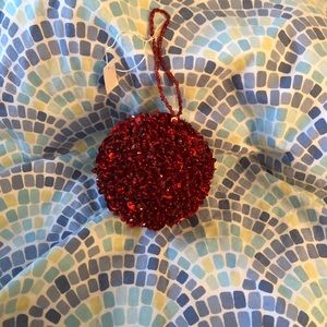 NWT Ruby Red Bead & Sequin Ball Christmas Ornament